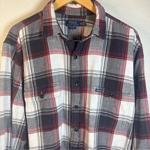 Polo by Ralph Lauren Men's Checkered Shirt - XL Tall Black, Red, and White